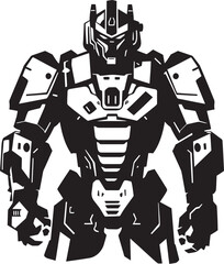 Sleek Sentinel Vector Black Combat Machine Emblem Aerial Protector Black Armed Robot Symbolic Symbol