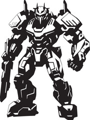Stealth Protector Black Armed Robot Symbolic Emblem Robotic Guardian Vector Black Combat Machine Symbol