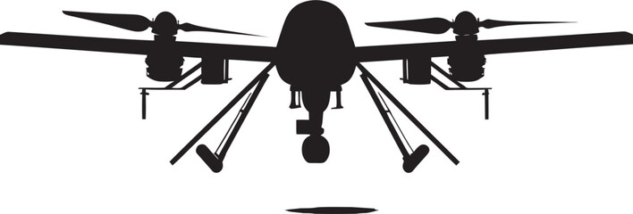 Sleek Guardian Black Armed Quadcopter Emblematic Mark Aerial Aviator Vector Black Combat Drone Identity