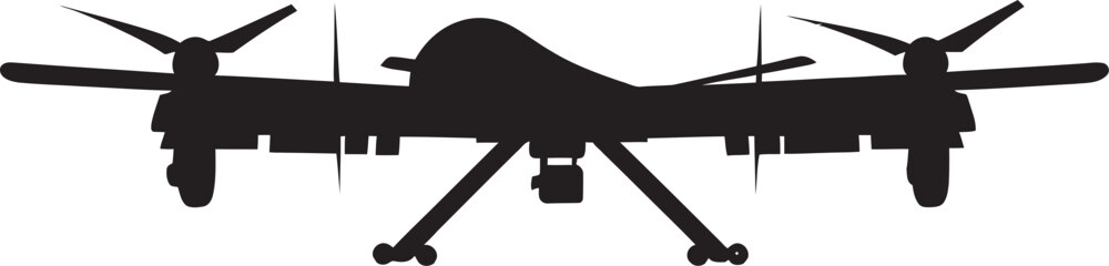 Warrior Aviator Vector Black Combat Drone Emblem Elegant Enforcer Black Armed Quadcopter Symbolism