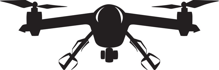 Sleek Sentinel Vector Black Combat Drone Symbol Aerial Defender Black Armed Quadcopter Symbolism