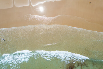 Aerial view of Playa de fuentes near San Vicente de la Barquera in North Spain, Europe