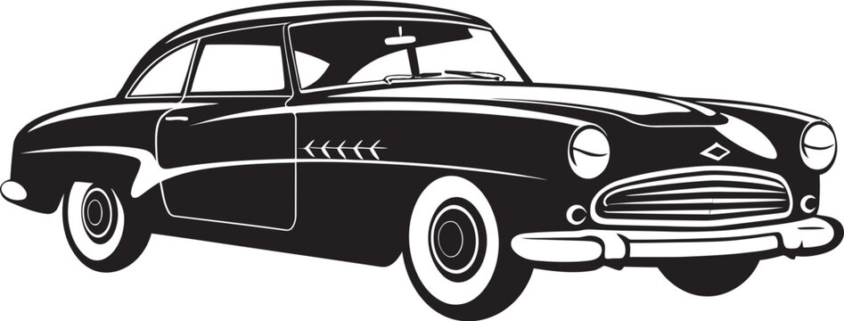 Vintage Icon Black Vector Vintage Car Identity Historical Evolution Concept Vintage Car Emblematic Emblem