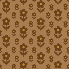 Fototapeta premium Seamless pattern with hand drawn cure brown flowers