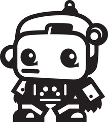 Tiny Titan Combat Robot in Black Vector Design Bitty Battler Cute Tiny Combat Bot Symbol