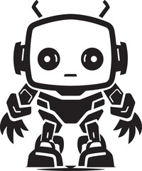 Sweet Sentinel Cute Tiny Combat Bot Emblem Nano Knight Combat Robot in Black Vector Design