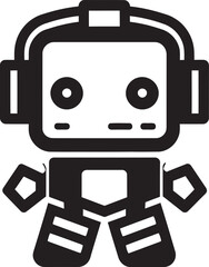 Nano Knight Combat Robot in Black Vector Design Mini Mech Tiny Combat Robot in Black Vector Logo