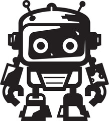 Fototapeta premium Micro Guardian Black Vector Combat Robot Symbol Sweet Sentinel Cute Tiny Combat Bot Emblem