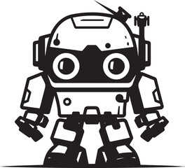 Micro Guardian Black Vector Combat Robot Symbol Sweet Sentinel Cute Tiny Combat Bot Emblem