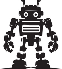 Sweet Sentinel Cute Tiny Combat Bot Emblem Nano Knight Combat Robot in Black Vector Design