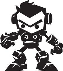 Tiny Trooper Combat Robot in Black Vector Petite Protector Cute Tiny Combat Bot Logo