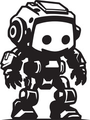Little Warrior Cute Tiny Combat Bot Icon Tiny Trooper Combat Robot in Black Vector