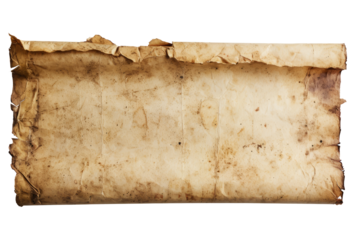 Horizontal banner made of old paper, cut out - stock png.