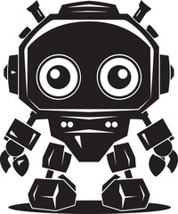 Nano Knight Combat Robot in Black Vector Design Mini Mech Tiny Combat Robot in Black Vector Logo