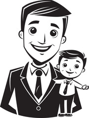 Bond of Love Father Son Duo in Black Vector Logo Generational Connection Dad and Son Iconic Symbol