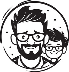 Fatherly Bond Dad and Son in Black Vector Design Paternal Unity Dad and Son Black Logo Icon