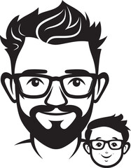 Heartfelt Union Dad and Son Black Logo Icon Pride of Fatherhood Black Vector Dad and Son Symbol