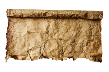 Horizontal banner made of old paper, cut out - stock png.