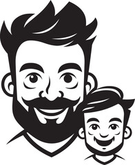 Cherished Moments Dad and Son Icon in Black Mentorship Emblem Black Vector Dad and Son Design