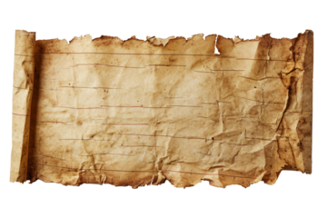 Horizontal banner made of old paper, cut out - stock png.