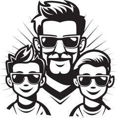 Generational Connection Dad and Son Iconic Symbol Family Legacy Black Vector Dad and Son Emblem