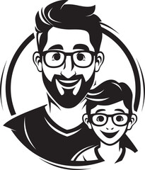 Guiding Hand Black Vector Dad and Son Symbol Cherished Moments Dad and Son Icon in Black