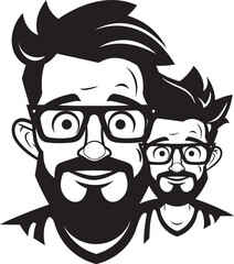 Eternal Connection Dad and Son Icon in Black Grapevine Harmony Black Vector Logo Icon