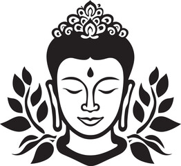 Buddhas Silence Black Vector Buddha Symbol Sacred Tranquility Lord Buddha Black Design