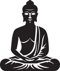 Divine Tranquility Lord Buddha Black Icon Enlightened Serenity Lord Buddha Black Vector Emblem