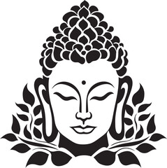 Silent Serenity Black Vector Buddha Icon Enlightenments Grace Lord Buddha Emblem