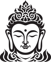 Enlightenments Grace Lord Buddha Emblem Buddhas Silence Black Vector Buddha Symbol