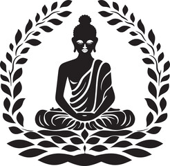 Sacred Tranquility Lord Buddha Black Design Enlightened Reverence Black Vector Buddha Symbol