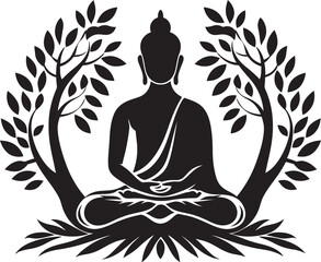 Zen Tranquility Buddha in Black Vector Design Serenitys Essence Black Vector Buddha Logo