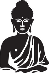 Buddhas Radiance Lord Buddha Icon in Black Eternal Wisdom Black Vector Buddha Symbolism