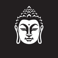 Divine Tranquility Lord Buddha Black Icon Enlightened Serenity Lord Buddha Black Vector Emblem