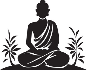 Transcendental Peace Lord Buddha Emblematic Design Zen Harmony Buddha in Black Vector Symbolism