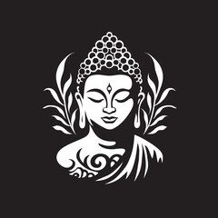 Peaceful Radiance Black Vector Buddha Symbol Buddhas Grace Lord Buddha Icon in Black