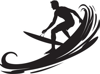 Tidal Motion Black Guy Surfing Iconic Design Surfing Euphoria Guy in Black Logo Emblem