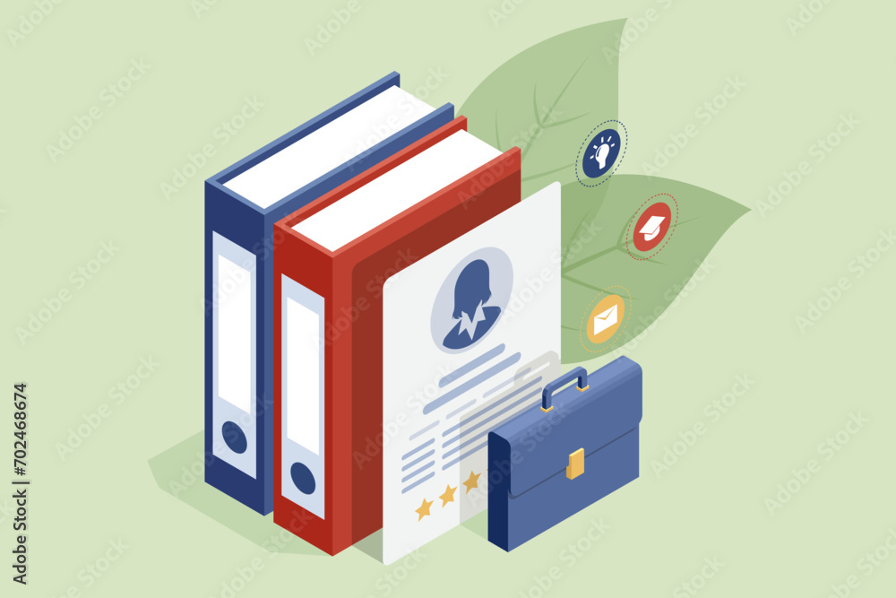 Poster isometric online documentation database and digital file storage system or software. archive managin