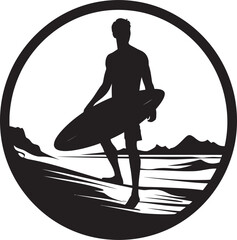 Wave Riders Spirit Black Surfing Logo Combat Clash Black Logo of Dueling Men