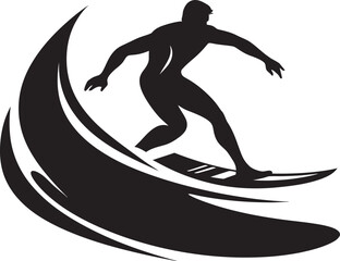 Surfing Essence Guy Riding Waves Black Icon Aqua Thrills Black Logo of Surfing Guy