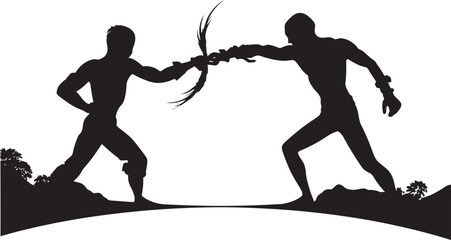 Combat Clash Black Logo of Dueling Men Dual Warriors Black Iconic Fighting Duo