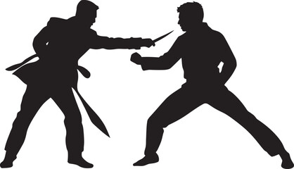 Fighters Confrontation Black Duel Emblem Struggle Intensity Two Men in Black Icon