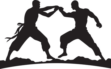 Combat Clash Black Logo of Dueling Men Dual Warriors Black Iconic Fighting Duo