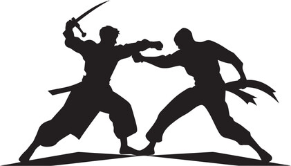 Battle Impact Two Men Fighting Emblem Rivalry Showdown Black Logo of Fighters