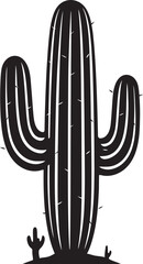 Cactus Serenity Wild Cacti in Black Emblem Prickly Oasis Black Icon Plant Design