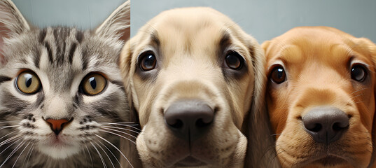 Cute noses of cat and dog - obrazy, fototapety, plakaty