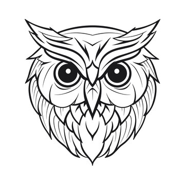 Minimalistic image of owl symbol of wisdom in vector art style