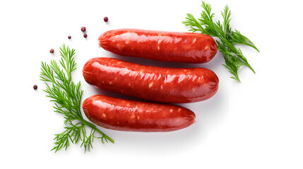 sausage on white background, white blank space background