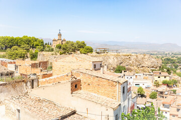 Obraz premium a view of the old town of Balaguer with the Sant Crist on top, comarca of Noguera, Province of Lleida, Catalonia, Spain